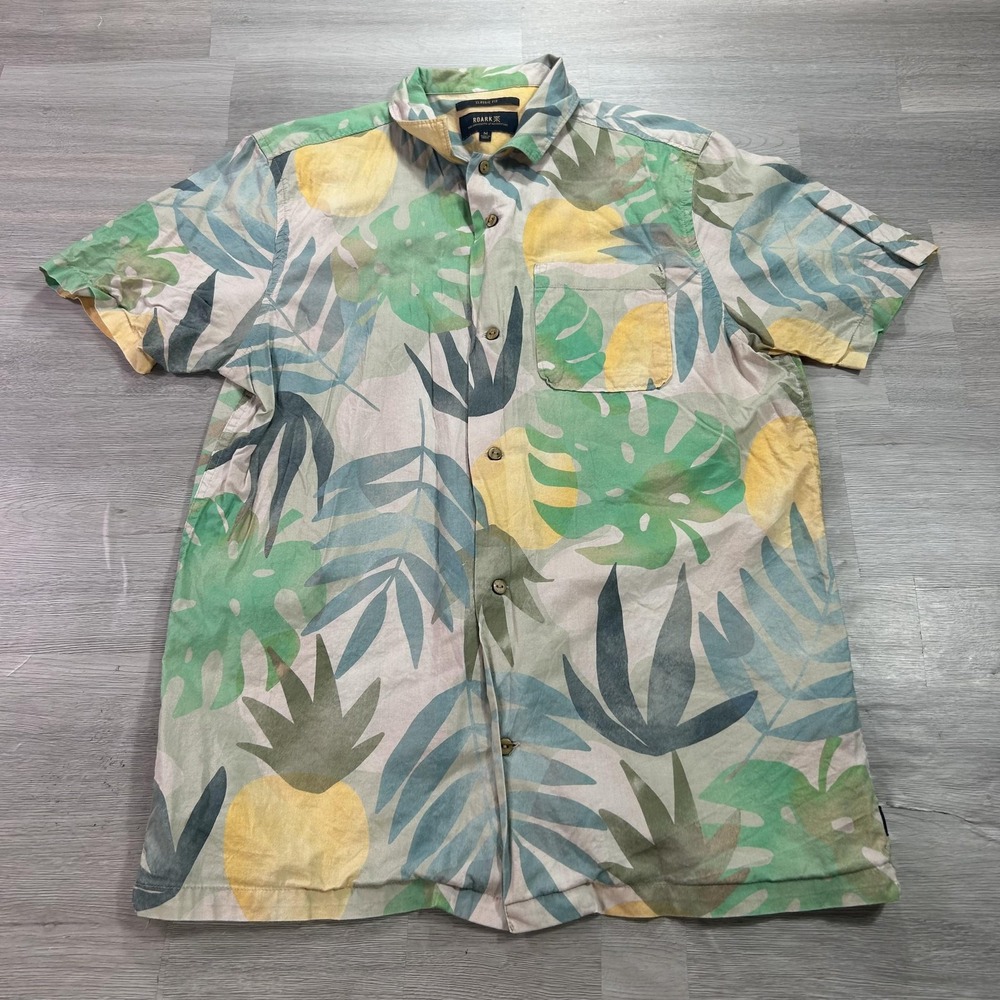 Roark Shirt Mens Medium Multicolor Pineapple Hawaiian Short Sleeve Button Up